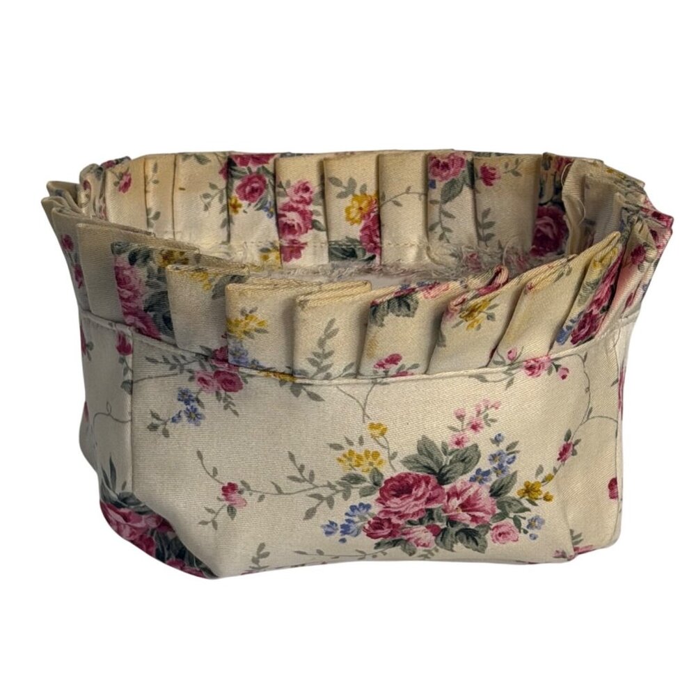 Longaberger Spring AOP Floral Basket Liner Retired Traditional Pink Rose Charm